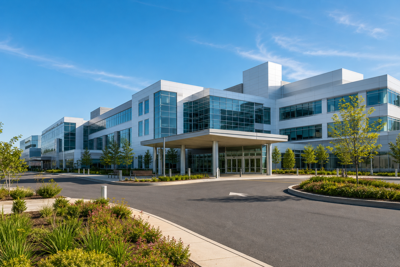 Modern hospital building in India
